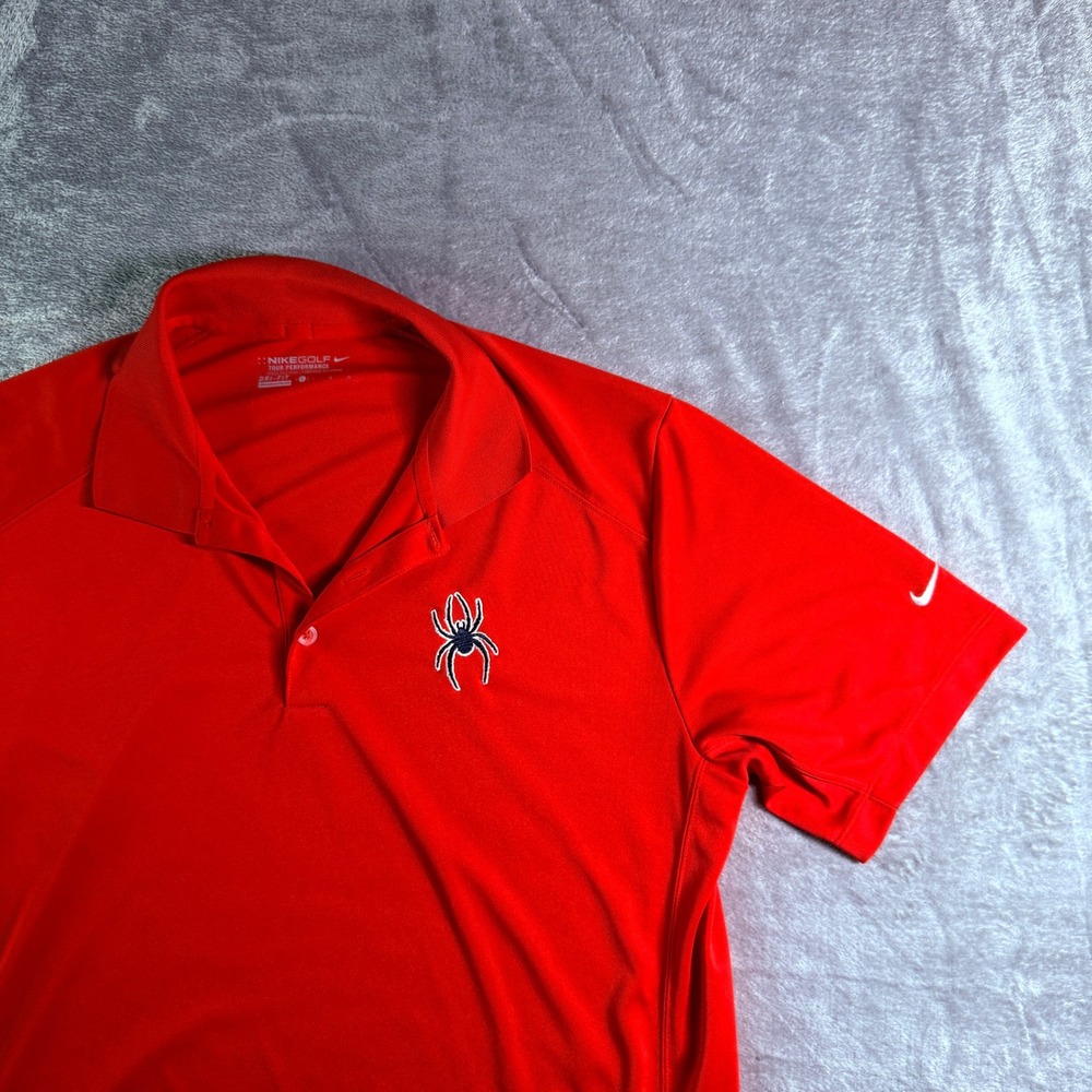 Nike Golf Tour Performance Polo Shirt Men's Large Spider Red Dry-Fit (read)